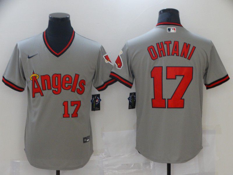Men Los Angeles Angels #17 Ohtani Grey Game Throwback 2021 Nike MLB Jersey->los angeles angels->MLB Jersey